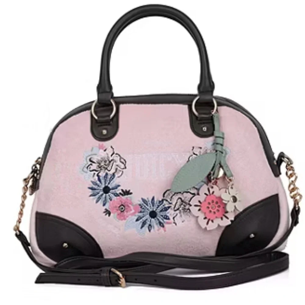 NWT Juicy Couture Retro Bloom Satchel in Pink/Brown